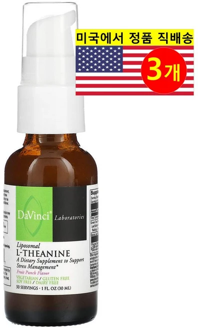 DaVinci Laboratories of Vermont 리포솜 L-테아닌 과일 펀치 맛 L-Theanine, 3개, 30ml - 쿠팡