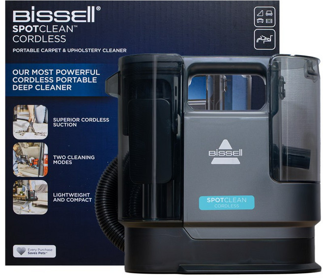 무선 습식 스팀청소기 비쎌 스팟클린 코드리스 3681S, 블랙