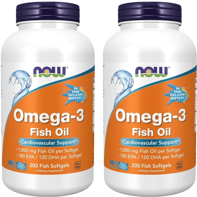나우푸드 오메가 3 1000mg 피쉬 소프트젤, 200정, 2개 - 쿠팡
