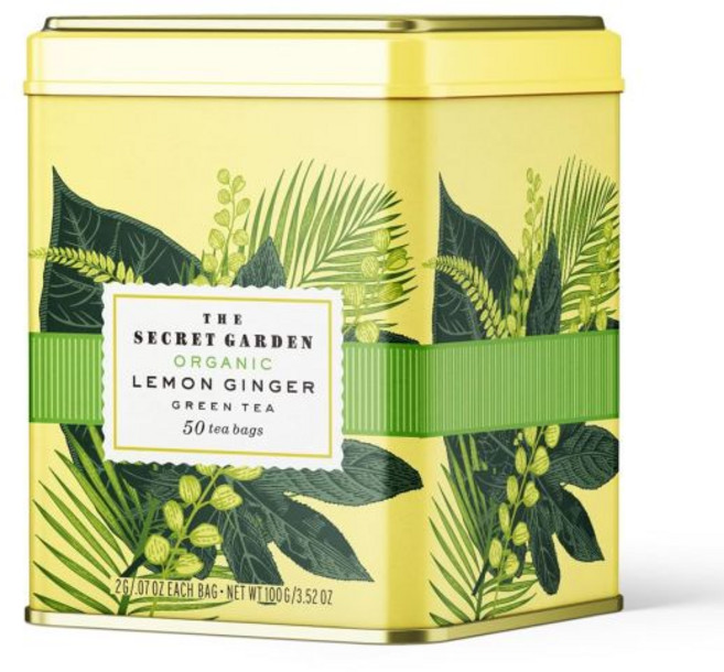라이프 플러스 스타일 고메 더 시크릿 가든 아사이 베리 그린 티 50개 항산화제 풍부한 허브 블렌드 에너지 건강 및 스트레스 완화 지원 과일 맛 카페인 부스터, Lemon Ginger 그린 Tea, 1