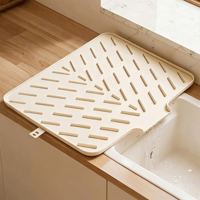 코지로그 물빠짐 빠른건조 주방 드라잉매트 대형, 1개, 크림화이트, 1단