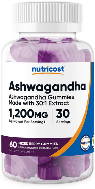 뉴트리코스트 아슈와간다 젤리 1200mg 60구미 1병, 30회분, 1개