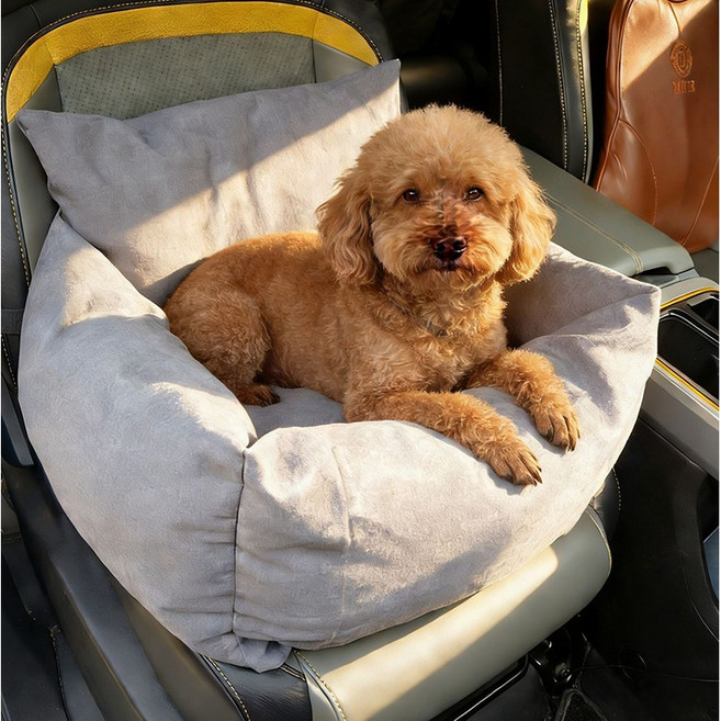 강아지 차량용 구름 카시트 애견 방석 중소형견 안전 고정, 1개, 멜란지그레이