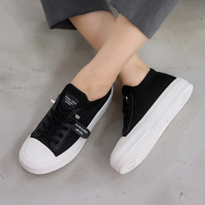 텐션 스판 니트 스니커즈 여성 통굽 운동화 3.5cm