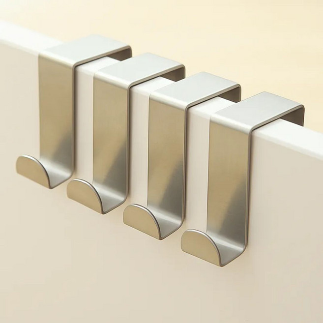 생활해랑 싱크대 도어 주방 다용도 후크 고리 걸이, 4개, 실버