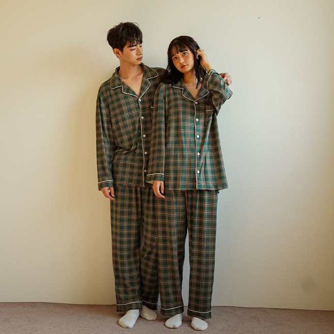 소소미도 빈티지 체크 기모 커플 잠옷 세트