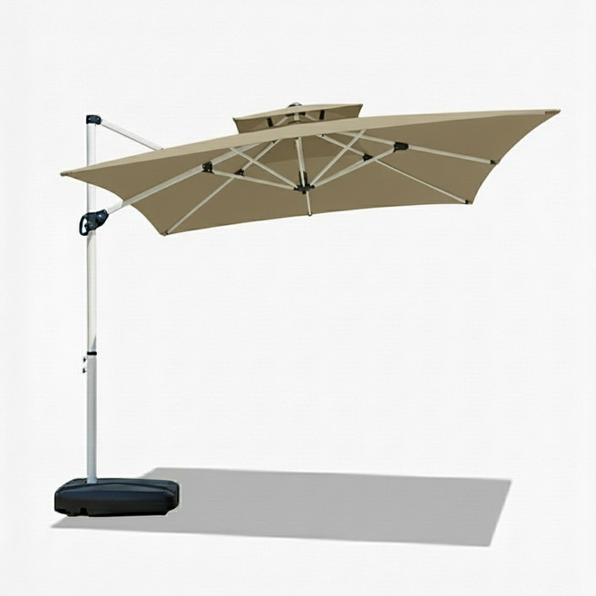 리브포어스 야외 대형 사각 파라솔 카페 테라스 정원 야외용 횡단보도 신호등 크랭크 폴딩, 2.5미터 사각 파라솔_베이지