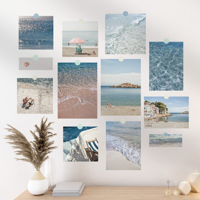 데일리스너그 블루 바다 파도 감성 엽서 미니 포스터 + 스티커 증정 16p 구성, 엽서 패키지 16p - 바다 ver.1