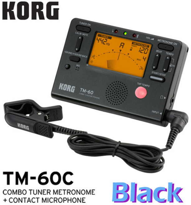 KORG 범용 메트로놈 윈드 기타 우쿨렐레 색소폰 바이올린 플루트 튜너 CM300 가능 TM60 TM60C, 02 TM-60C-Black
