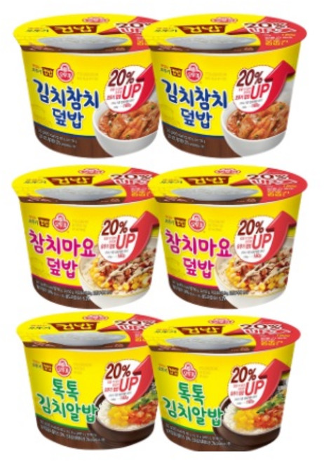 오뚜기 컵밥 증량20%업 김치참치2+톡톡김치알밥2+참치마요2, 1세트