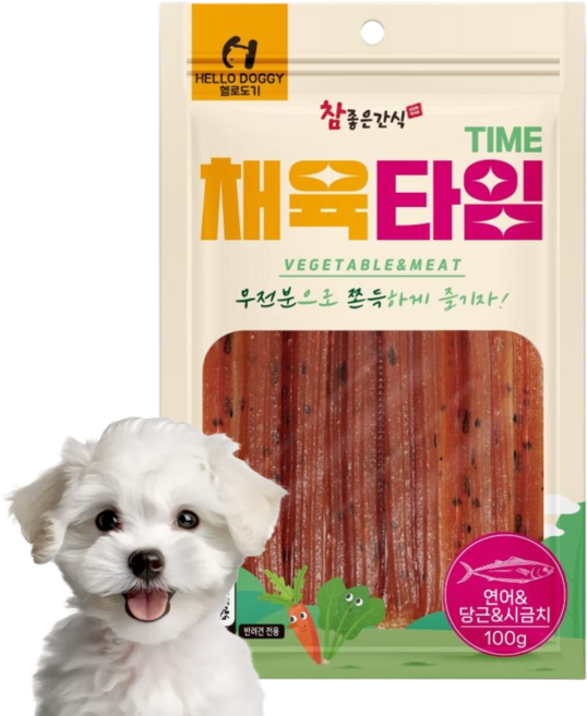 헬로도기 무전분 쫀득 져키 채육타임, 1개, 100g, 혼합맛(연어/당근/시금치)