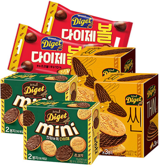 오리온 다이제 미니 78gx2개+씬 84gx2개+볼 42gx2개[총6개], 6개, 78g