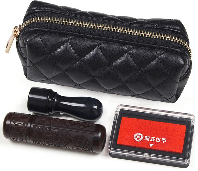 국산 6색 가죽 도장지갑 인감도케이스, 퀄팅