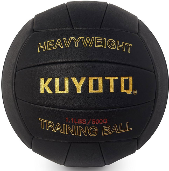 KUYOTQ 1.1LBS 가중 헤비 배구 - 서브 트레이너 세터 트레이닝 볼 장비 공식 사이즈 5 극세사 복합 가죽 구조 부드러운 그립감 내구성(디플레이), 1개, Black+Gold
