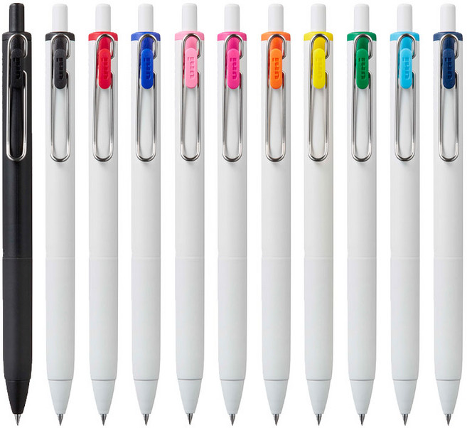 [컬러 세트_ 11개입] 유니볼 원 uni ball one 노크식 겔 잉크 중성볼펜 선명한 잉크 0.38mm 0.5mm (UMN-S-38 UMN-S-05), 0.5mm 컬러세트 11개입 (UMN-S-05)