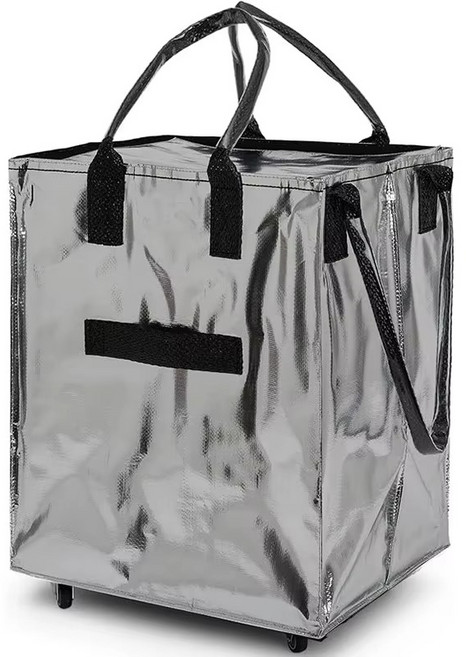 바퀴달린 타포린백 특대형 접이식 장바구니 구르마 쇼핑카트, 실버, 1개