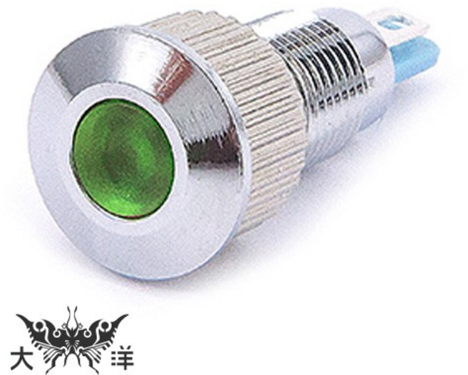 CMP 8mm 銅鍍鉻斜面指示燈, 1個, DC24V 白色, DC24V