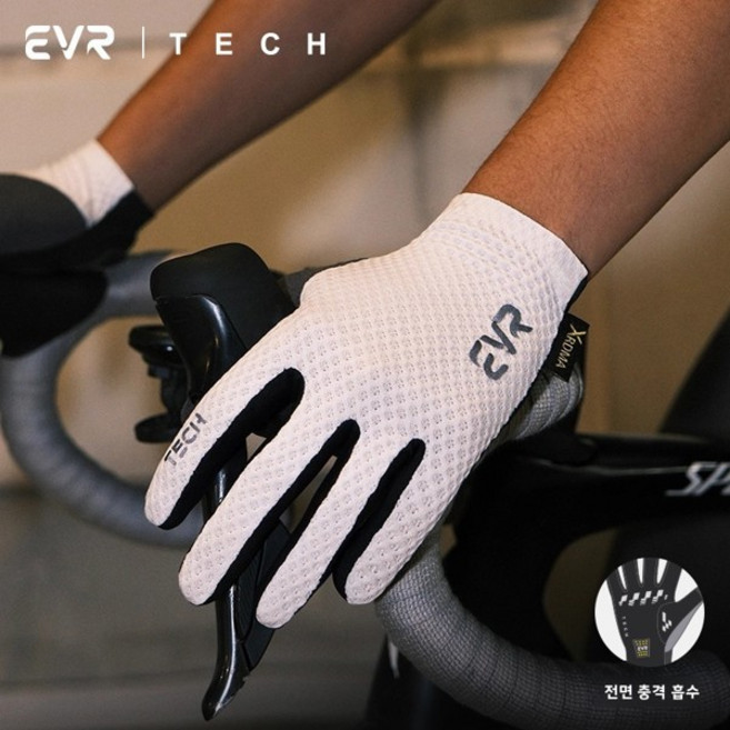 EVR 사이클링 장갑 통기성 충격 흡수 미끄럼 방지 산악 도로 자전거 장갑 남녀 가을 겨울 스포츠 라이딩, [05] 나, [01] 화이트 - 업그레이드된 풀 렝스 쿠셔닝
