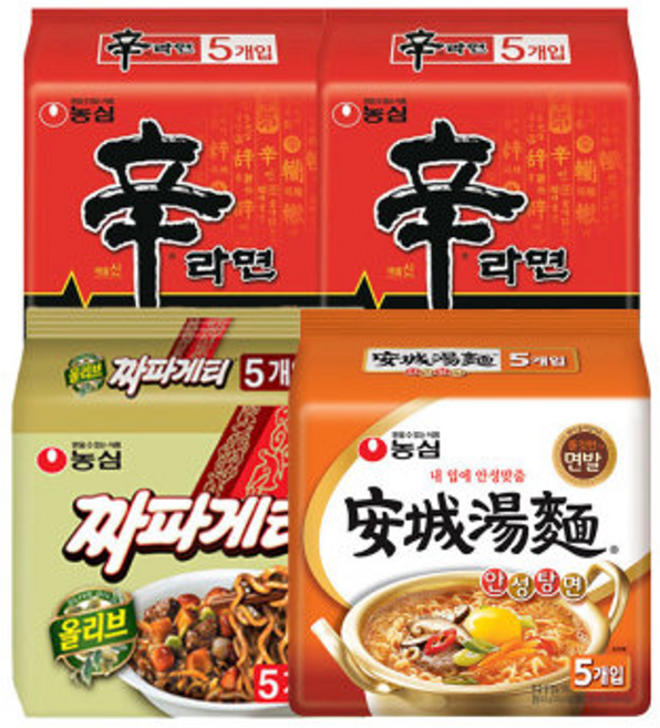 농심 신라면 10입+안성탕면 5입+짜파게티 5입 (총 20입), 신라면10+짜파게티5+안성탕면5, 1개