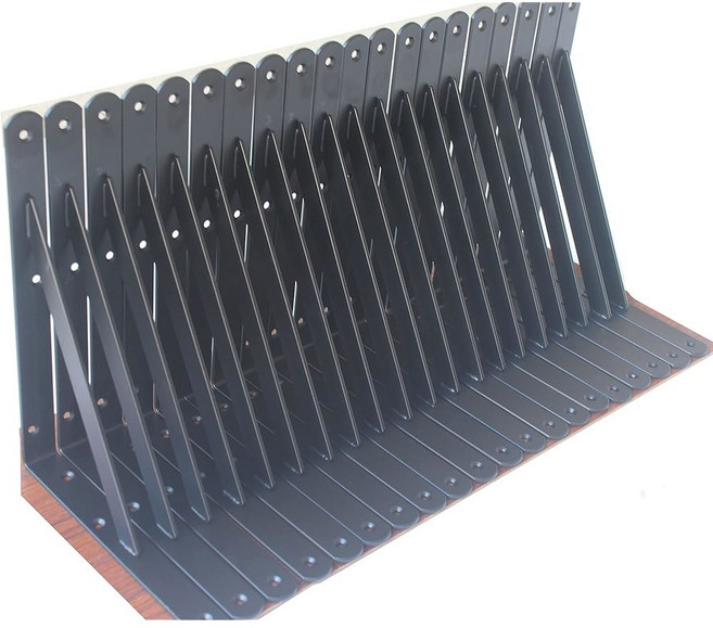 12팩 L10 8인치 블랙 헤비 듀티 선반 브래킷 나사 금속 지지대 각도 플로팅, 8 Pack-Black, 6''x4''