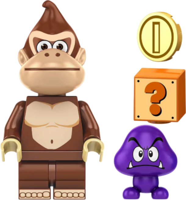 슈퍼마리오 호환블럭 브릭미니피규어 시리즈 마리오/루이지/쿠파/요시/토드/피치 취미/수집/장식/컬렉션용 커스텀 호환 블록피겨 컬렉션 02, 1개, SM-0206. 동키콩