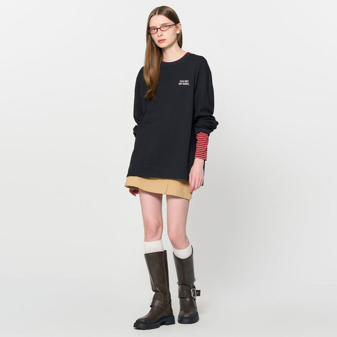 제너럴아이디어 UNISEX 포스트맨 롱 슬리브 티 BLACK / SBD3U01005-WOMAN