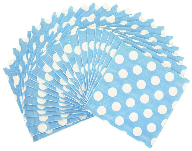 파티냅킨 종이 생일파티 테이블 장식, 도트라이트블루, 1개, 20개입