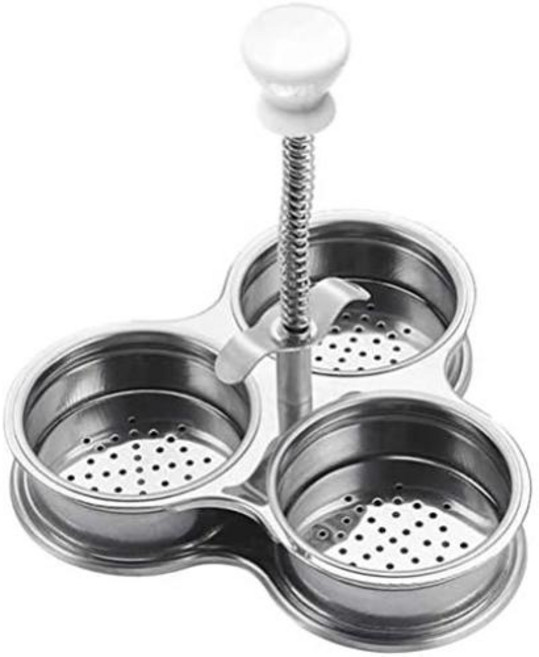 일본 직배송 3컵 계란 포처 수란 제조기 스테인리스 스틸 파우치 팬 프라이 및 머핀 아침 식사용 틀 실버