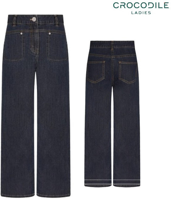 크로커다일레이디 (CLEFDP101) 와이드핏 스판 데님 팬츠_GN