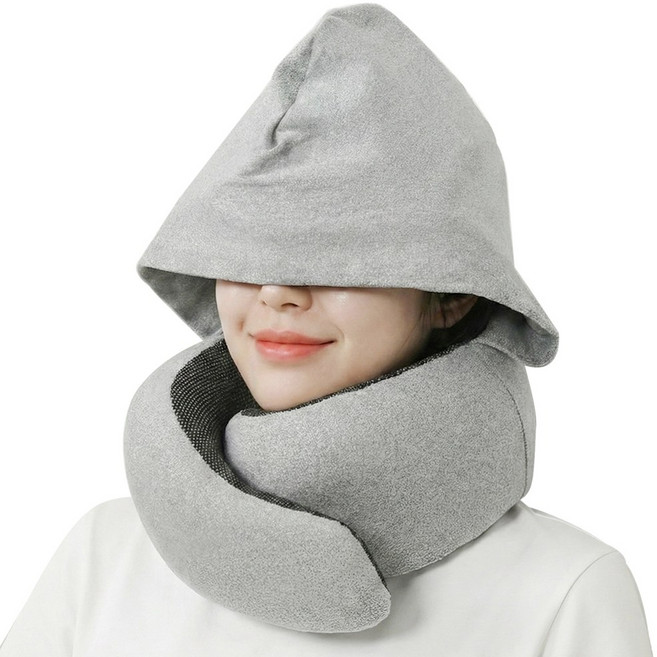 슬립니스 가려주는 올인원 후드 목베개, 그레이