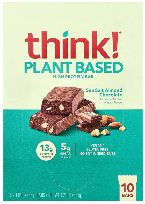 Think 하이프로틴바 바다 소금 아몬드 초콜릿 10개입 각 55g 1.94oz, 2개 - 쿠팡