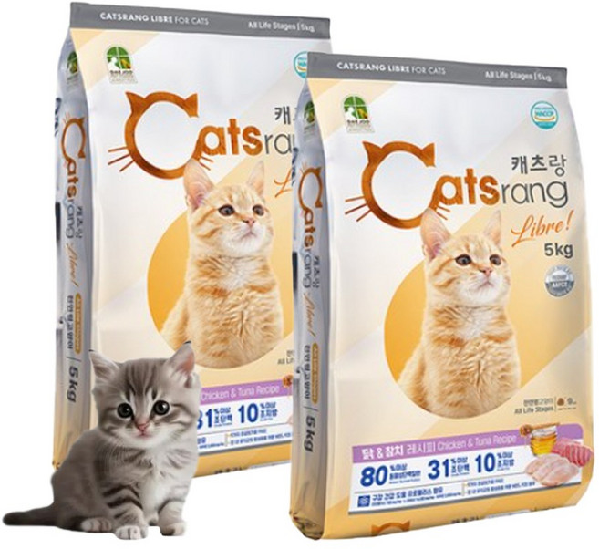 캐츠랑 NEW Libre 리브레 전연령 고양이 건식사료, 닭+참치, 5kg, 2개