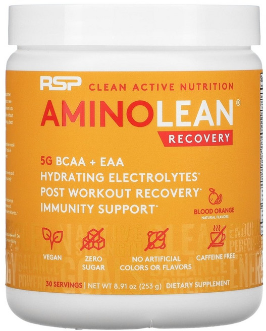 RSP 아미노린 AminoLean 리커버리 블러드오렌지 255g 류신 이소류신 발린 근육회복 아미노산, 히비스커스 레모네이드, 1개