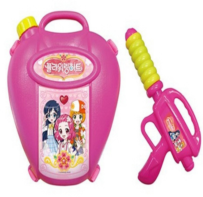 위니코니 디즈니 핑크퐁 로보카폴리 프린세스 유아 어린이 물총 배낭물총, 26. 플라워링하트 배낭물총, 1개