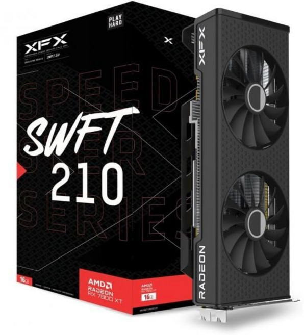 그래픽카드 게이밍 16GB GDDR6 HDMI 3xDP AMD RDNA 3 RX78TSWFTFP가 포함된 XFX 스피드스터 SWFT210 라데온 RX 7800XT 그래픽 카드, RX 7800 XT SWFT, 1개