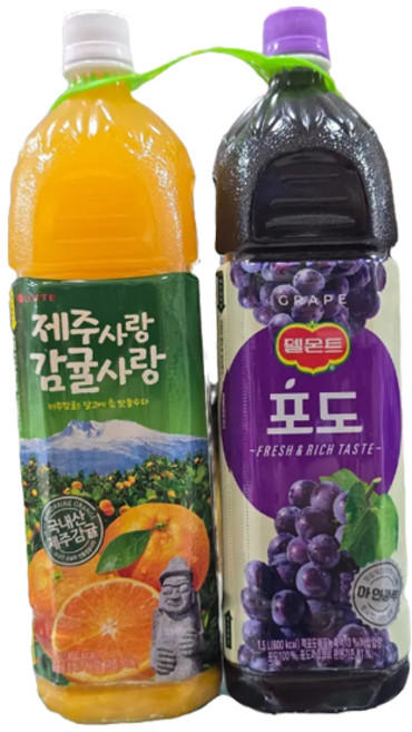 롯데칠성 제주감귤+델몬트포도 1.5L X 2개입, 2개