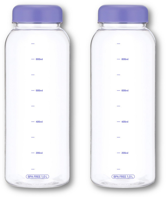 그로우민 국산 눈금보틀 트라이탄 물병 1000ml 2P, 2개, 1L, 퍼플