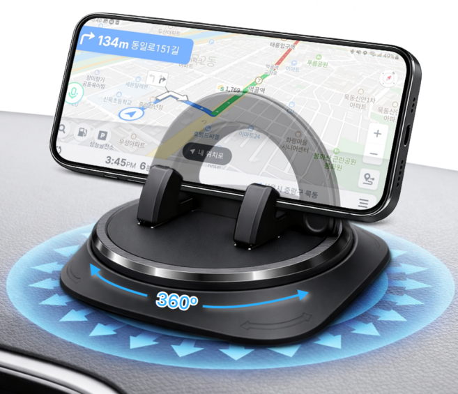 젠트너 대시보드 초흡착 360도 차량용 핸드폰거치대, 블랙, 1개