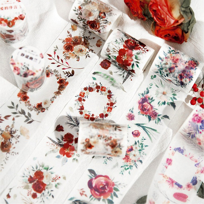 레더스 감성 꽃 일러스트 플라워 마스킹테이프 3m, 01. TAF01, 화이트, 1개