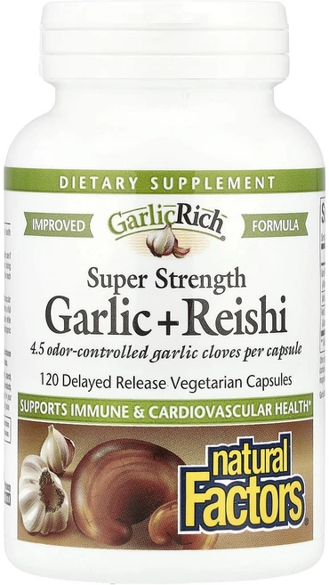 몸관리하세요 겨울입니다 Natural Factors GarlicRich 초강력 마늘 + 영지버섯 지연 방출 베지 캡슐 120정 특별관리진행, NaturalFactorsGarlicRich초강력마늘영, 1개 - 쿠팡