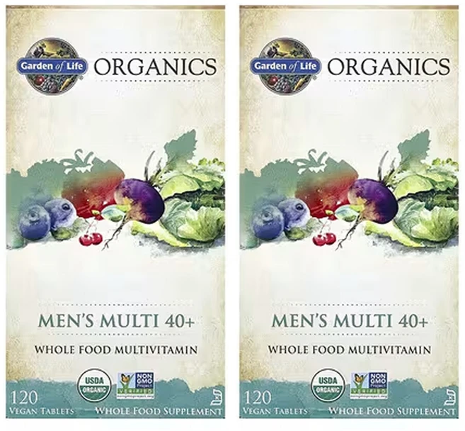 가든오브라이프 2개X 오가닉스 남성용 멀티 40+ 비건 정제 120정, 2개 - 쿠팡