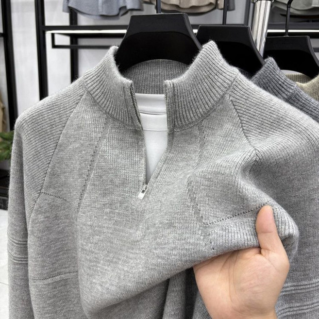 VVRR 남성 가을겨울 니트 스웨터 스탠드 칼라에 반지퍼 디자인의 세련되고 멋스러운 니트 탑 Z0121221