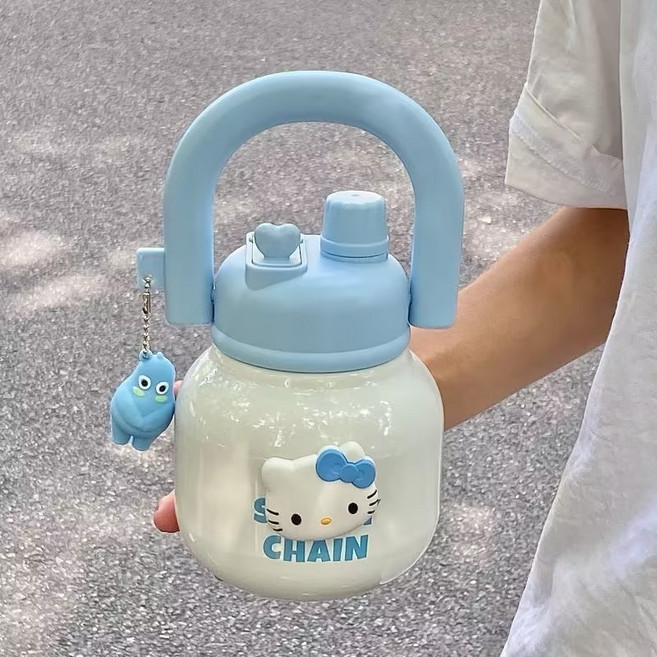 밀크카 헬로키티 텀블러 보냉성 좋은 누수 없는 써모스텀블러, 1개, 680ml, 블루화이트