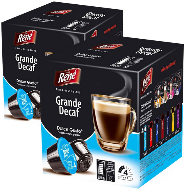 Rene 디카페니또 돌체구스토 호환캡슐 커피, 2개, 16개입