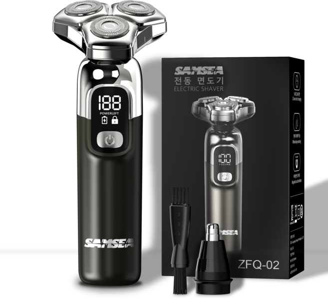 SAMSEA 자석 칼날 헤드 6방향 휴대용 2 in 1 8W 대출력 전기면도기 + 코털 제거기, ZFQ-02, 블랙