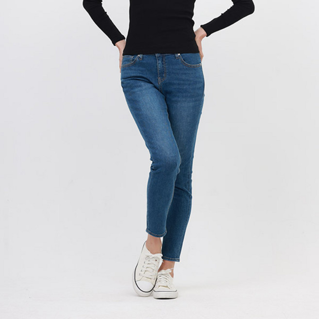 [잠뱅이] 여성 기본 워싱 데님 팬츠 미디엄블루