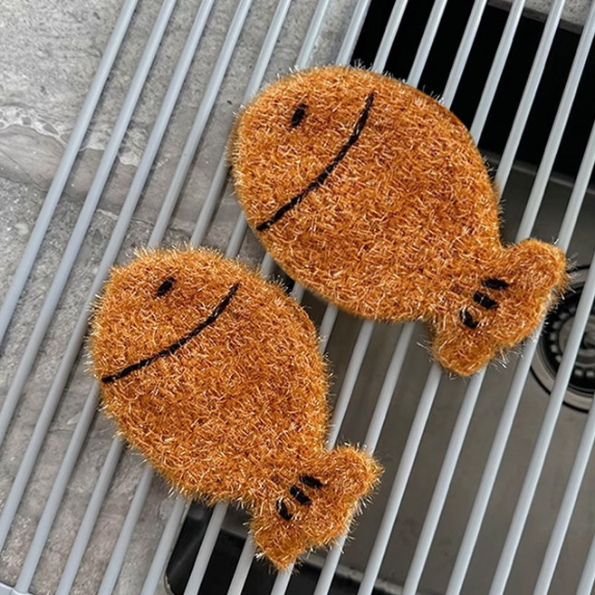 허니잼 귀여운 아크릴 붕어빵 수세미 핸드메이드 아크릴 손뜨개 설거지 수세미 3P, 1세트