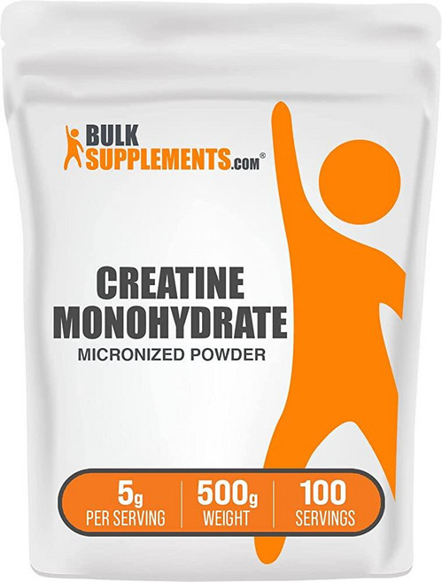 BulkSupplements.com 여성용 크레아틴 모노하이드레이트 파우더 보디 빌딩 및 마이크로나이즈 셔플리먼트 운동 전 섭취 500g 184228, 1개