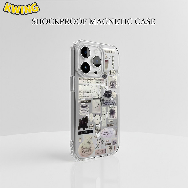 KWING 適用 iPhone 手機殼 磁吸殼 自嘲熊拼畫