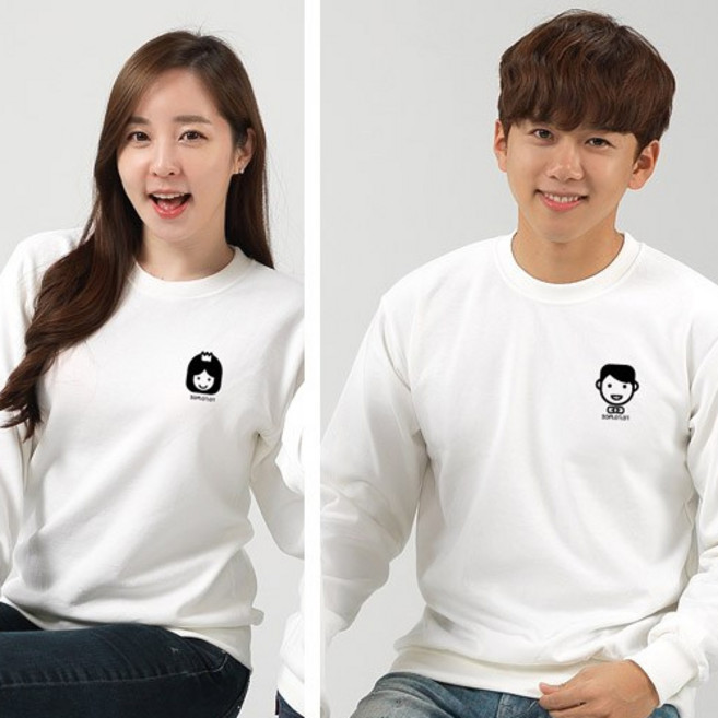 <해피앤티 커플티> '웨딩커플' 긴팔맨투맨 커플티 커플룩